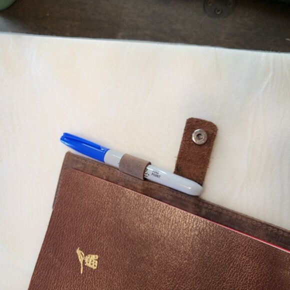 Leather Notebook Cover Floral Heart Natural Distressed Patina - Picture 5 of 14